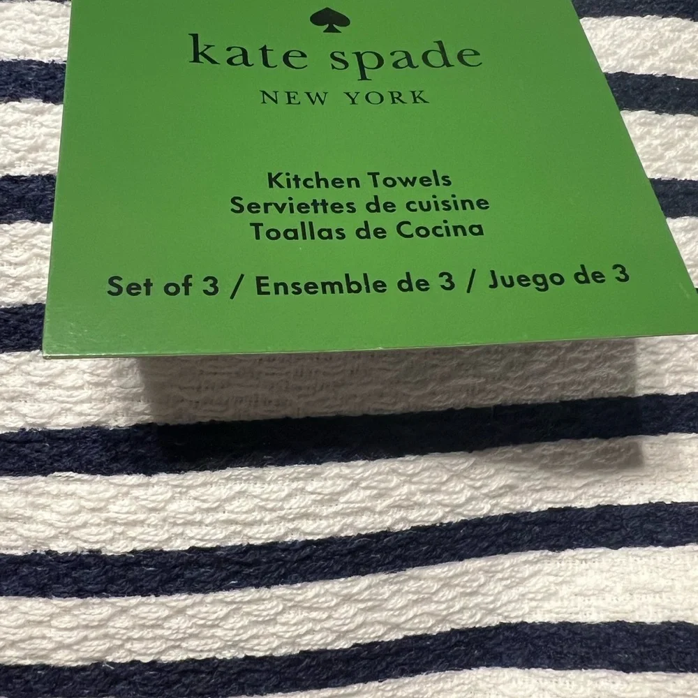 Kate Spade New York Stripe Navy Blue & White Kitchen Towels Set of 3